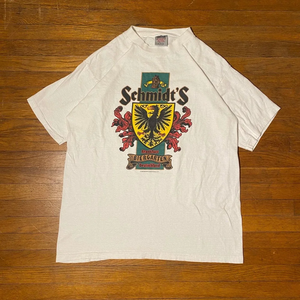 1989 Schmidts Frankfurt‎ Biergarten Deutschland T Shirt L Beer Graphic Tee